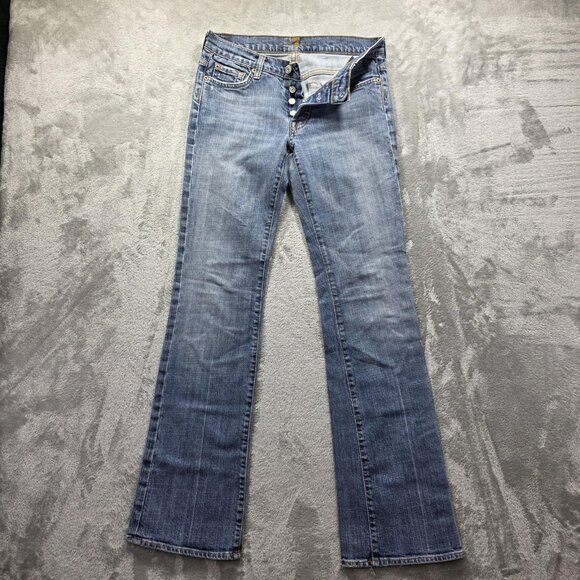 7 For All Mankind Jeans Womens 27 Light Wash Boy Cut Made in USA U144055U-055U - Picture 1 of 13